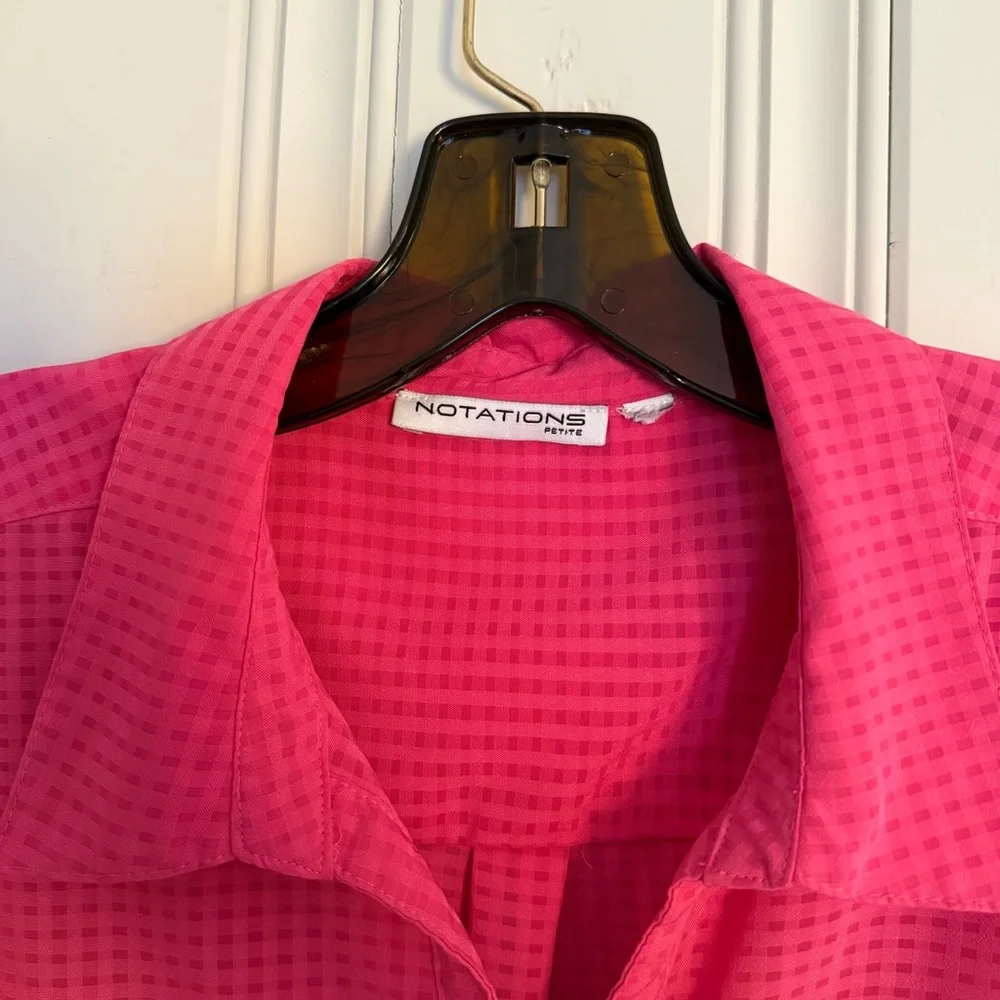 Notations Hot Pink Checkered Blouse - Picture 4 of 4